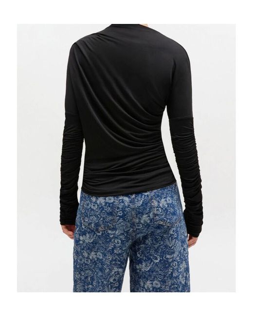 Ganni Black Ruched Top