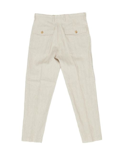 Dries Van Noten White Pleated Trousers for men