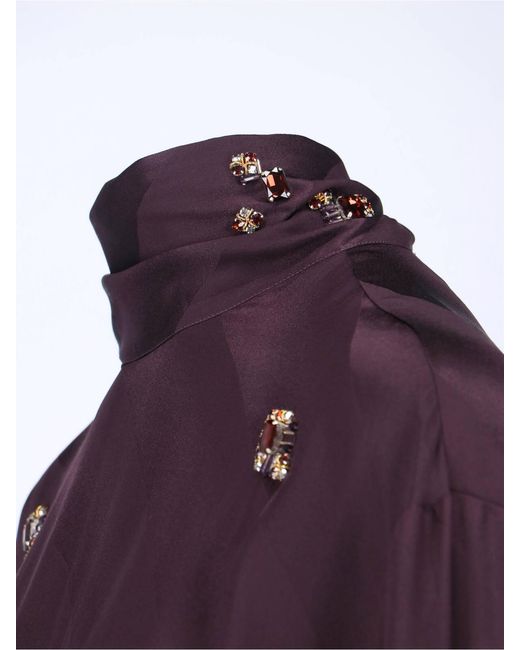 Dries Van Noten Purple Silk Blouse With Crystals