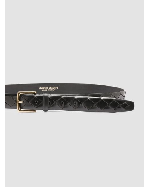 Officine Creative White Woven Leather Belt for men