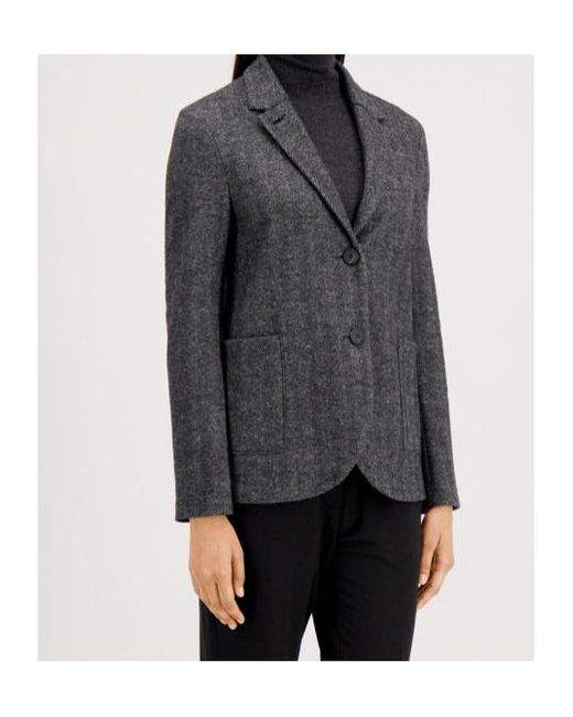 Harris Wharf London Black Herringbone-Pattern Wool Jacket