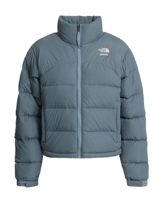 The North Face Blue Short Down Jacket With Zip Closure