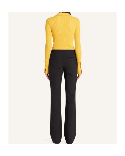 Courreges Yellow Ribbed-Knit Polo Top
