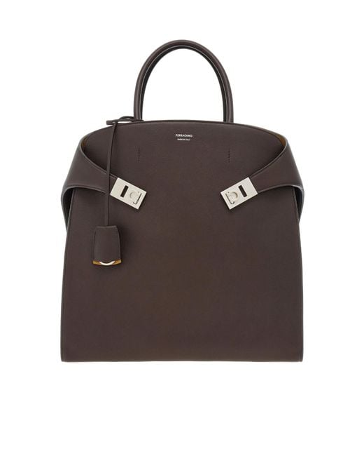 Ferragamo Brown Ferragamo Hug Tote Bag