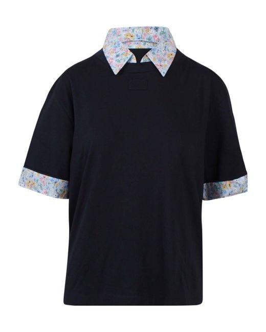 N°21 Blue Floral-Collar T-Shirt