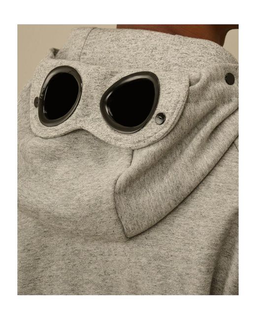C P Company Gray Goggle Zip-Up Hoodie for men