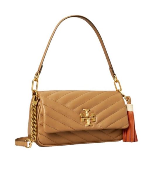Tory Burch Brown Small Kira Chevron Tassel Bag