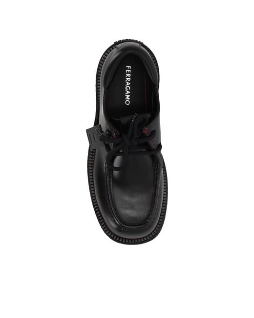 Ferragamo Black Ferragamo Lace-Up Derby Shoes for men