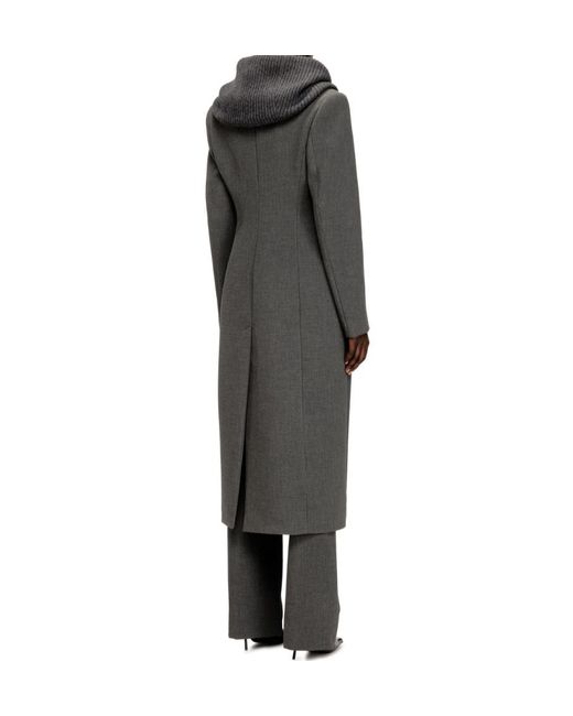 DIESEL Gray Golden Long Double-Breasted Coat
