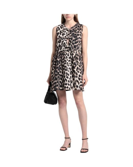 Ganni Black Sand Mini Dress Organic Cotton