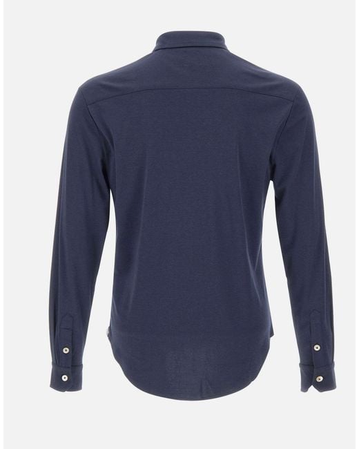 Eleventy Blue Classic Long-Sleeve Shirt for men