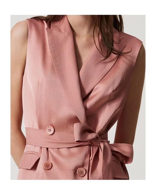 Twinset Pink Satin Belted Blazer