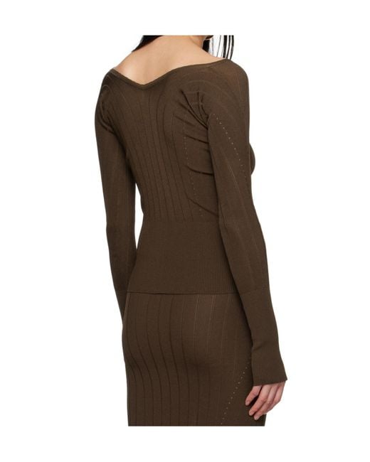 Jacquemus Brown Logo Plaque Long Sleeved Top