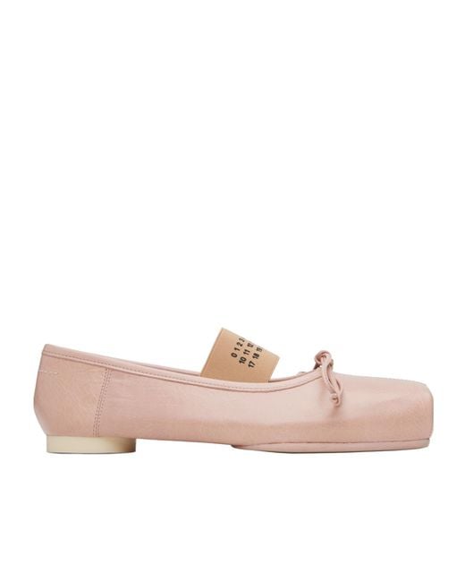 MM6 by Maison Margiela Pink Square-Toe Bow Ballet Flats