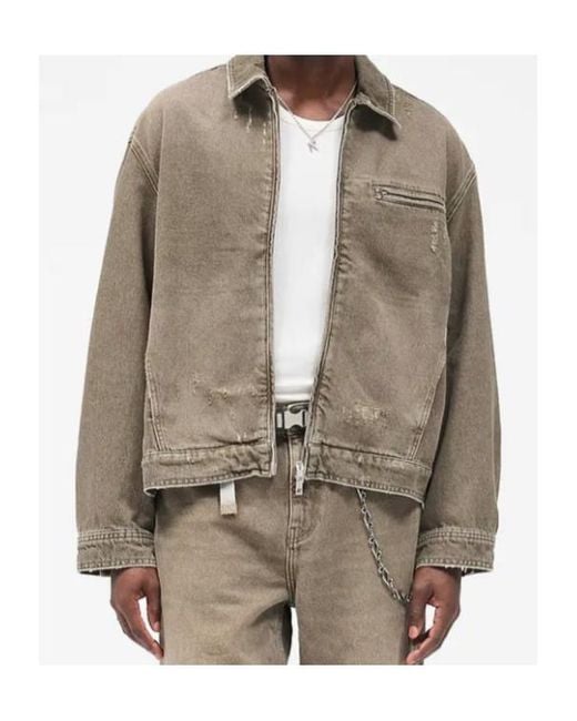 Represent Green Zipped Denim Jacket for men