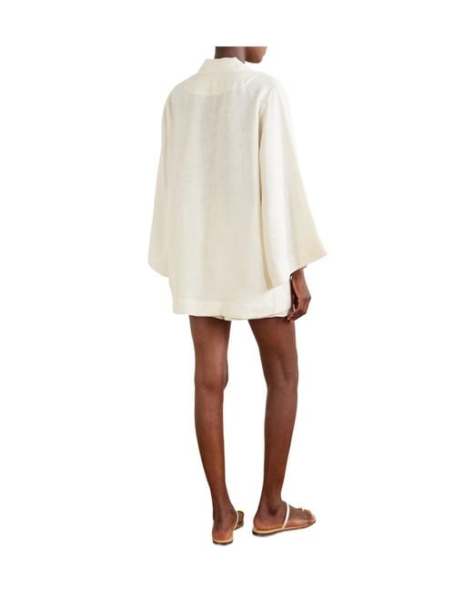 Lisa Marie Fernandez White Tie-Detailed Woven Tunic