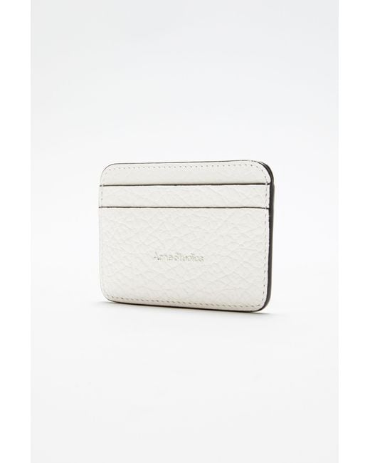Acne White Logo Embossed Leather Cardholder for men