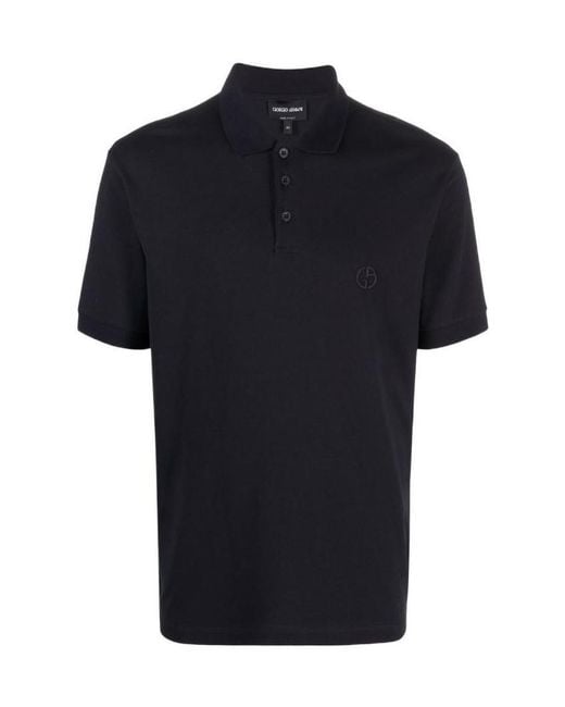Giorgio Armani Black Logo Piqué Polo Shirt for men