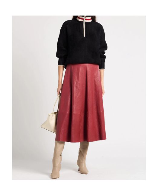 Brunello Cucinelli Red Flare Skirt