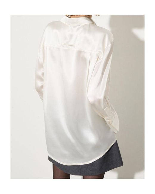 MAX&Co. White Silk-Satin Shirt