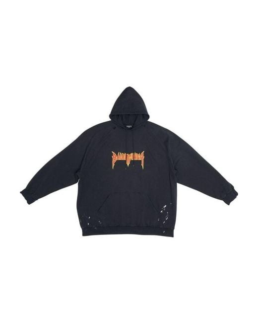 Balenciaga Blue Felpa Con Cappuccio Metal Hoodie Oversized Da Uomo for men