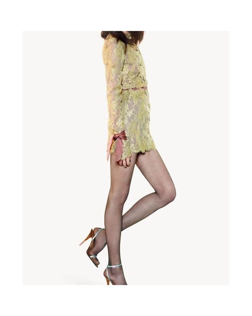 Saint Laurent Green Mini Dress With Bow Tie And Lace Cuffs