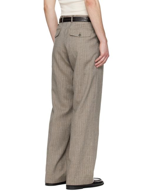 sunflower Gray Wide-Pleated Striped Casual Pants for men
