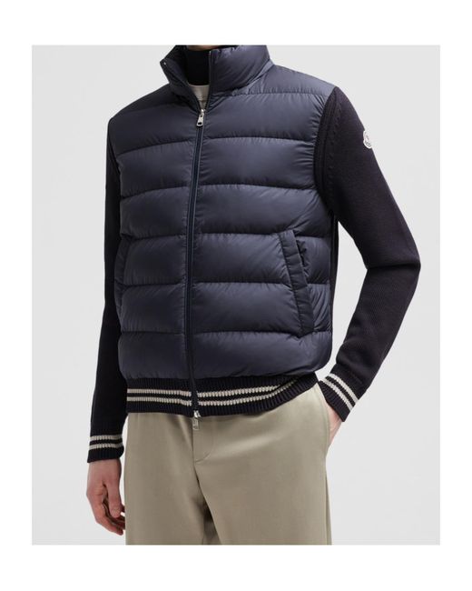 Moncler Blue Logo Patch Padded Cardigan for men