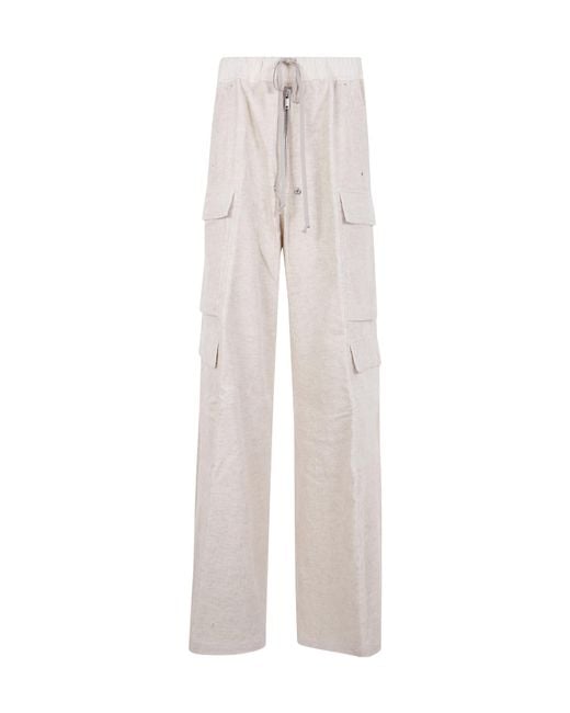Rick Owens White Bella Zip-Fly Drawstring Cargo Trousers for men