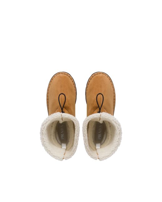 Prada Brown Shearling Booties for men