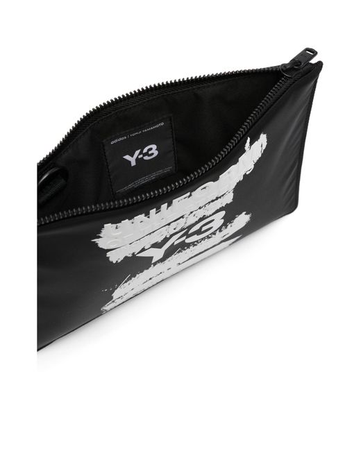 Y-3 Black Graphic Printed Pouch for men