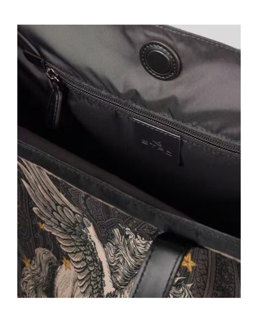 Etro Black Nylon Tote Bag With Pegaso Print And Arnica Motif for men