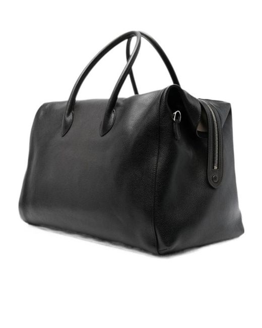 Santoni Black Grained-Leather Holdalls Bag for men
