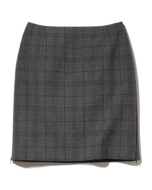 Gucci Gray Checked Fine Wool Mini Skirt