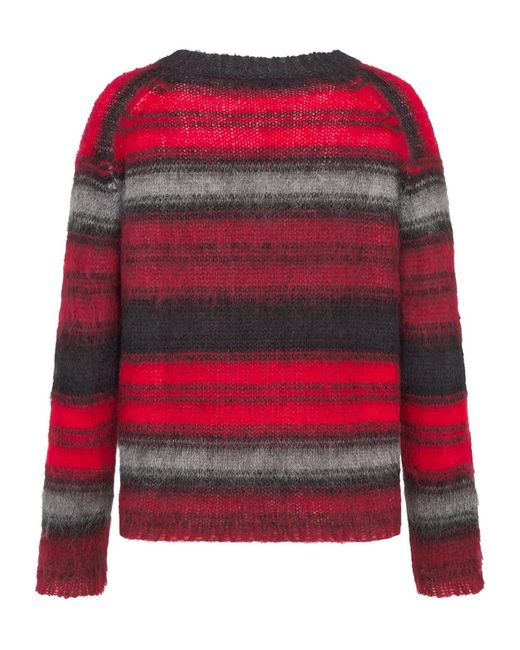 Dior Red Christian Striped V-Neck Jumper