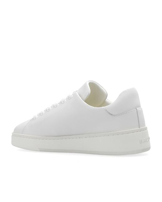 Bally White Round Toe Lace-Up Sneakers for men