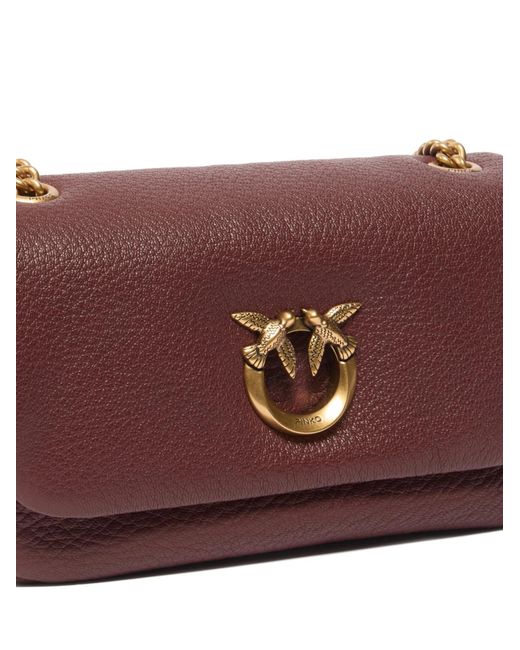 Pinko Purple Love Birds Foldover Top Shoulder Bag
