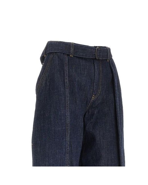 Loewe Blue Logo Patch Wide Leg Jeans