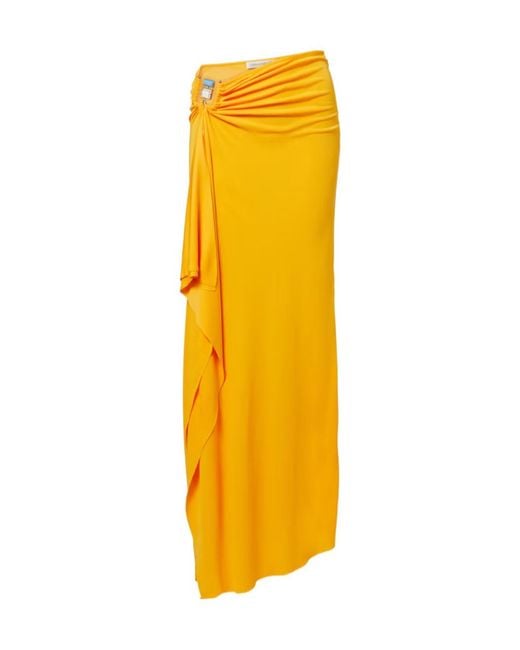 Christopher Esber Yellow Embellished Pleated Long Skirt