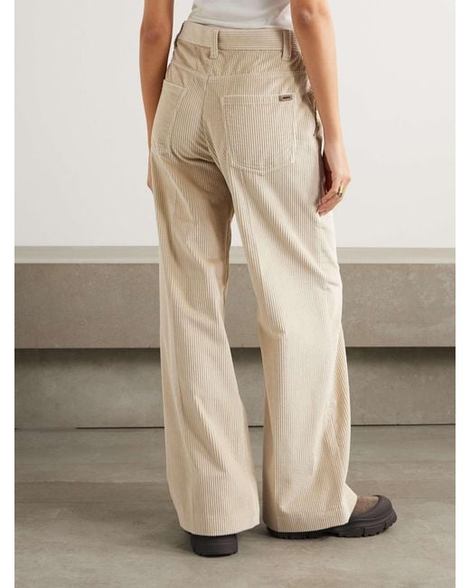 Brunello Cucinelli White Corduroy Wide-Leg Pants