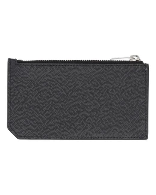 Saint Laurent Black Logo Stamp Zip-Up Wallet for men