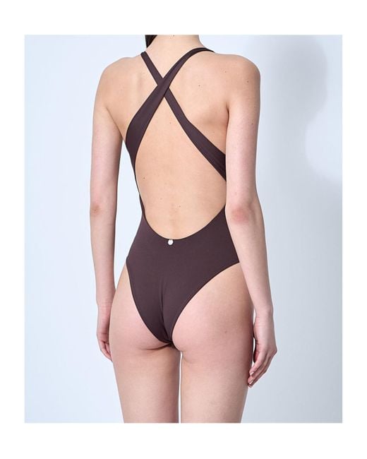 Max Mara Purple Cristel V-Neck One-Piece Swimsuit