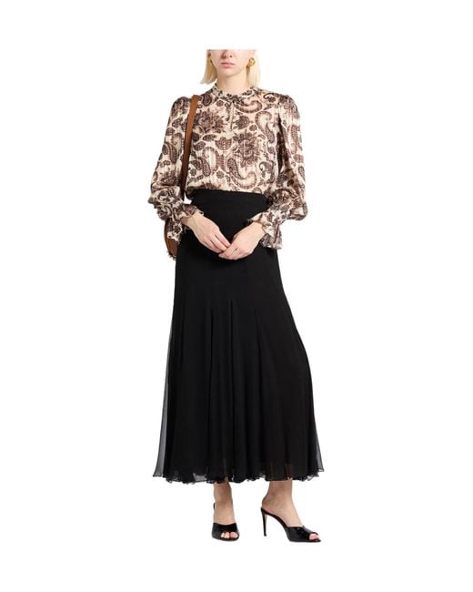 Chloé Black Solid-Color Chiffon A-Line Skirt
