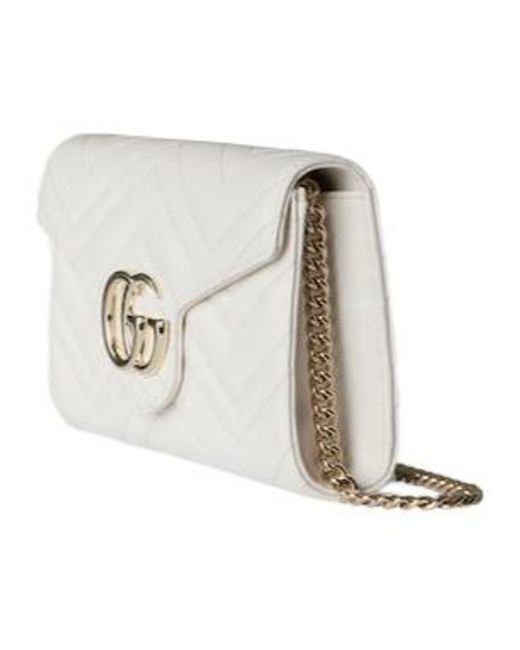 Gucci White Logo Plaque Quilted Clutch Bag