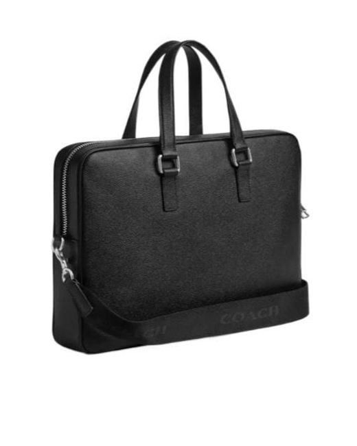 COACH Black Caden Top Handle Leather Briefcase for men