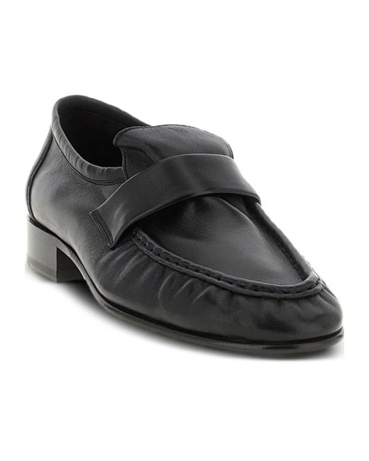 The Row Black Round-Toe Loafers