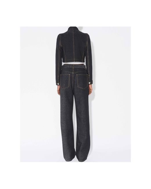 Alaïa Blue Alaïa Denim Knit Cropped Jacket