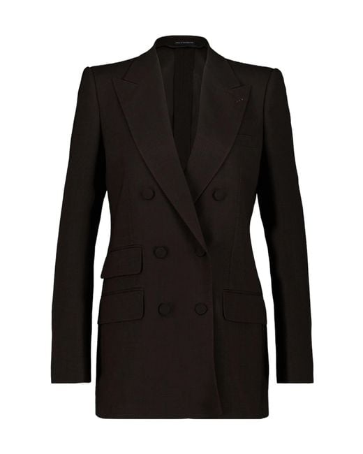 Tom Ford Black Double-Breasted Peak-Lapel Blazer