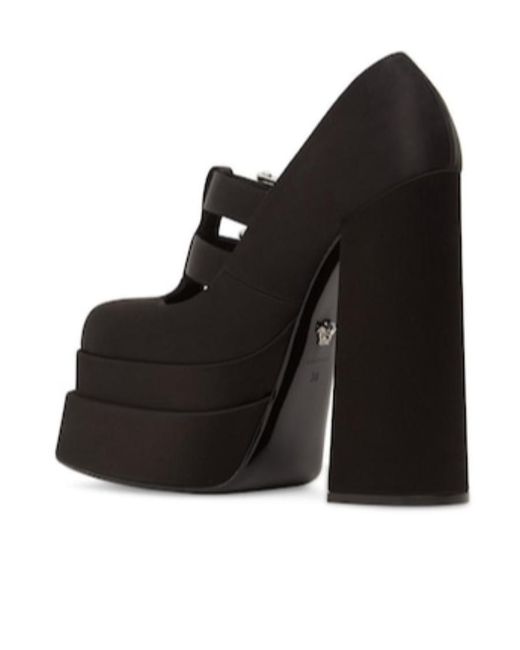 Versace Black Satin Waterproof Table High Heels