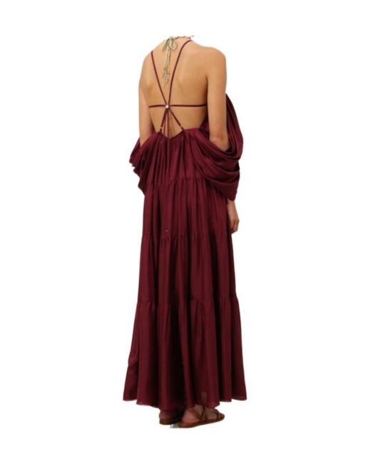 Zimmermann Red Tallow Pleated Long Dress